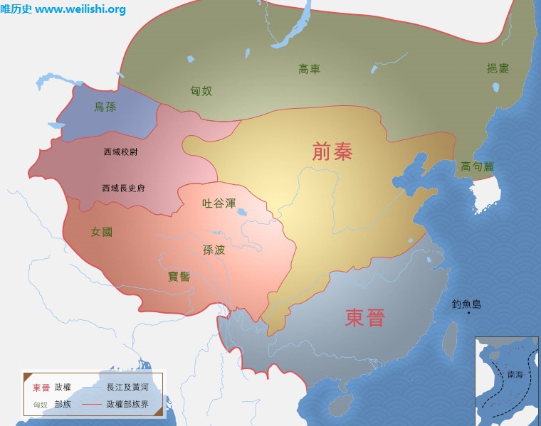 東晉十六國版圖