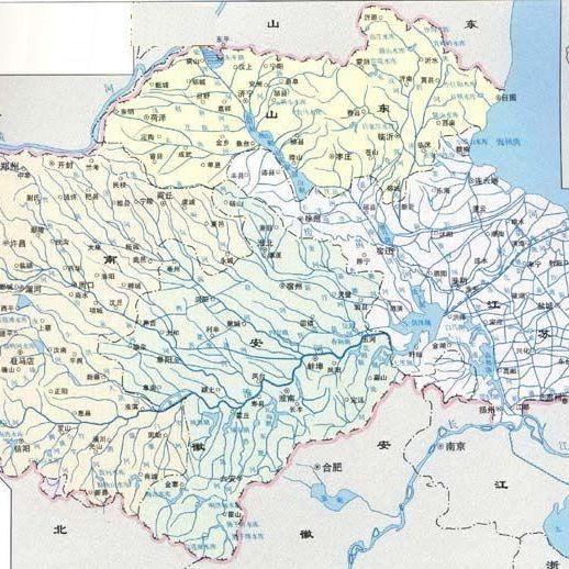 淮河水系图，流域面积27万平方公里。