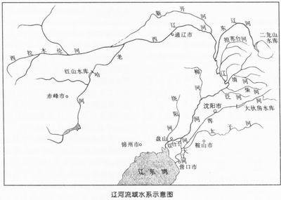 辽河水系图，流域面积21.9万平方公里。